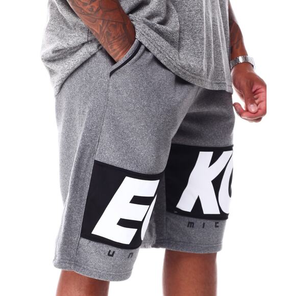 Ecko Unltd Men's Flyknit Marled Colorblock Activewear Shorts in Grey Marled - Picture 5 of 7